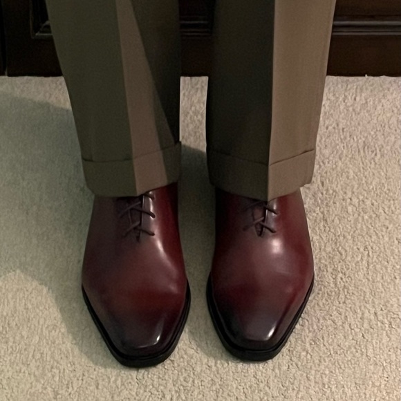 DRESS SHOES, MEN’s, BROWN- Sharp & Fashionable, Seamless Cut Leather - Picture 4 of 8